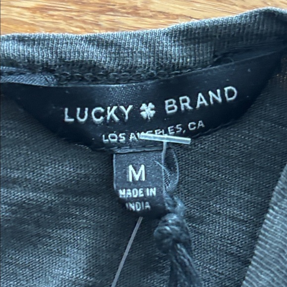 NWT Lucky Brand Embroidered Cold Shoulder Top Black Boho — Size M - Picture 7 of 9